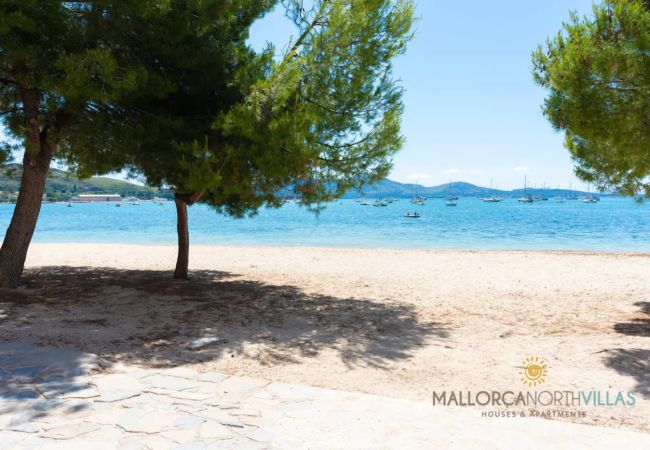 Strand von Puerto de Pollensa Mallorca Sandstrand und Meer in Puerto de Pollensa, Mallorca, nahe der Ferienwohnung Bel by Mallorca North Villas